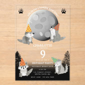 Wolf Pack Woodland Moon Howling Birthday Party Acryleinladungen (Vorderseite)
