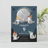 Wolf Pack Woodland Moon Howling Birthday Party Einladung (Stehend Vorderseite)