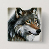 Wolf Painting Button (Vorderseite)