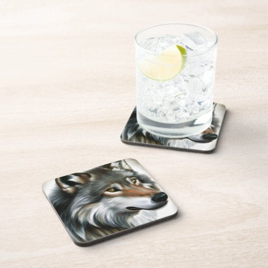 Wolf Painting Getränkeuntersetzer (Rechte Seite)