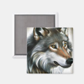Wolf Painting Magnet (Vorderseite/Rückseite)