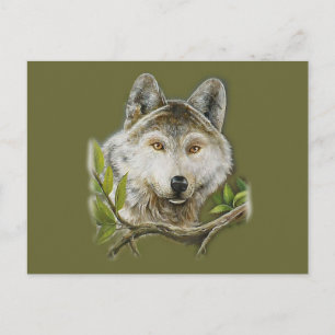 Wolf Painting mit bloßem Gesicht Postkarte