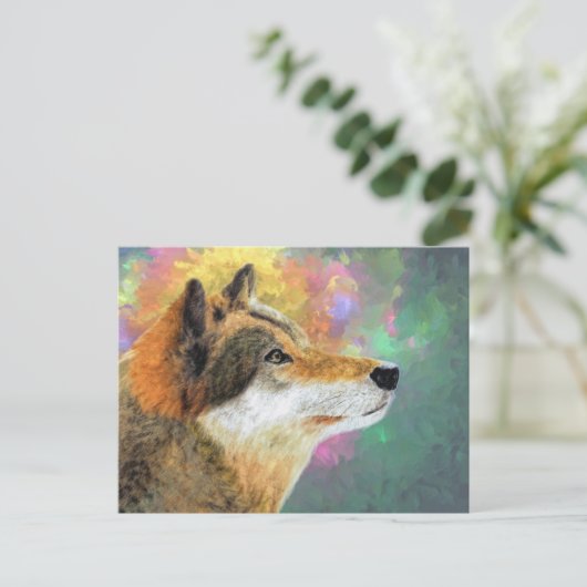 Wolf Painting Postcard | Künstlerische Natur Postkarte (Stehend Vorderseite)