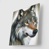 Wolf Painting Quadratische Wanduhr (Winkel)