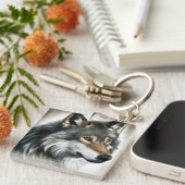 Wolf Painting Schlüsselanhänger (Vorderseite rechts)