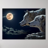 Wolf Pair Moon Night Gothic Fantasy Poster (Vorne)