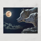 Wolf Pair Moon Night Gothic Fantasy Postkarte (Vorderseite)