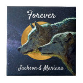 Wolf Pair und Vollmond Fliese (Vorderseite)