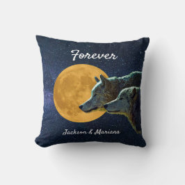 Wolf Pair und Vollmond Kissen