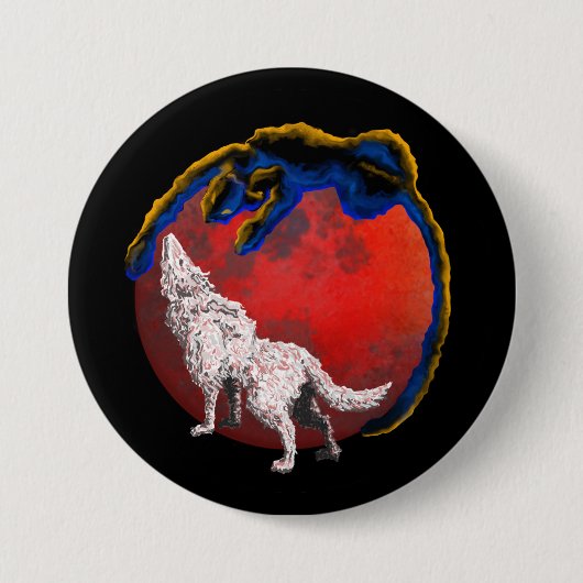Wolf Panther Mondfinsternis Knopf Button (Vorderseite)