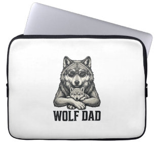 Wolf Papa Vintage Gravur Vektor T-Shirt Design_1 Laptopschutzhülle
