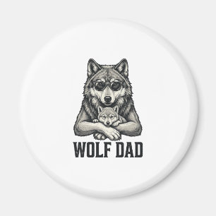 Wolf Papa Vintage Gravur Vektor T-Shirt Design_1 Magnet