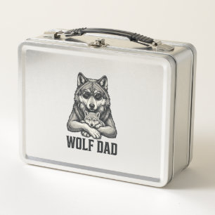 Wolf Papa Vintage Gravur Vektor T-Shirt Design_1 Metall Brotdose