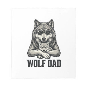 Wolf Papa Vintage Gravur Vektor T-Shirt Design_1 Notizblock