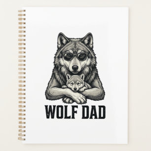 Wolf Papa Vintage Gravur Vektor T-Shirt Design_1 Planer