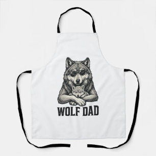 Wolf Papa Vintage Gravur Vektor T-Shirt Design_1 Schürze
