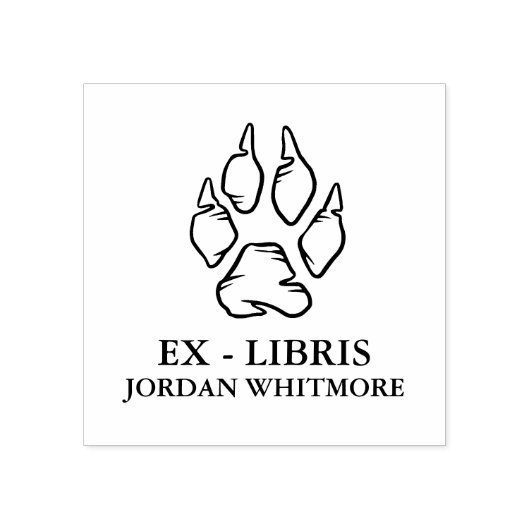 Wolf Paw Print Ex Libris Individuelle Name Gummistempel (Prägung)