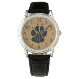 Wolf Paw Print mit Pentagramm Watch Armbanduhr