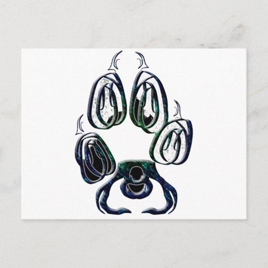 Wolf Paw Print Postkarte (Vorderseite)