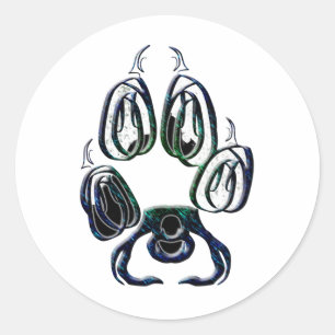 Wolf Paw Print Runder Aufkleber