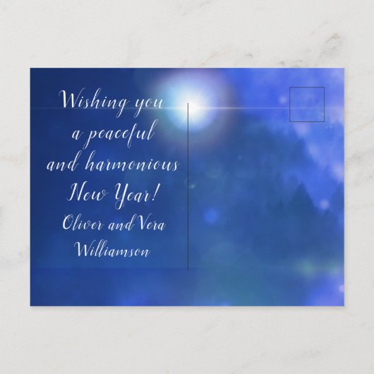 Wolf Peace Joy Liebe New Year Postcard Postkarte (Rückseite)