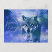 Wolf Peace Joy Liebe New Year Postcard Postkarte (Vorderseite)