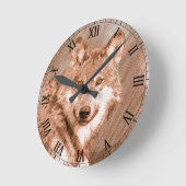 Wolf Pencil Sketch Runde Wanduhr (Winkel)