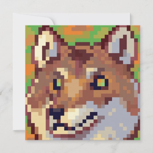 Wolf pixelart, Pixel Art  Feiertagskarte (Vorderseite)