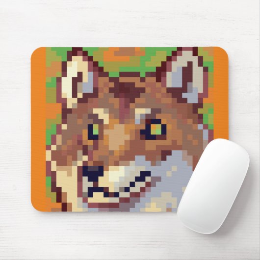 Wolf pixelart, Pixel Art  Mousepad (Mit Mouse)