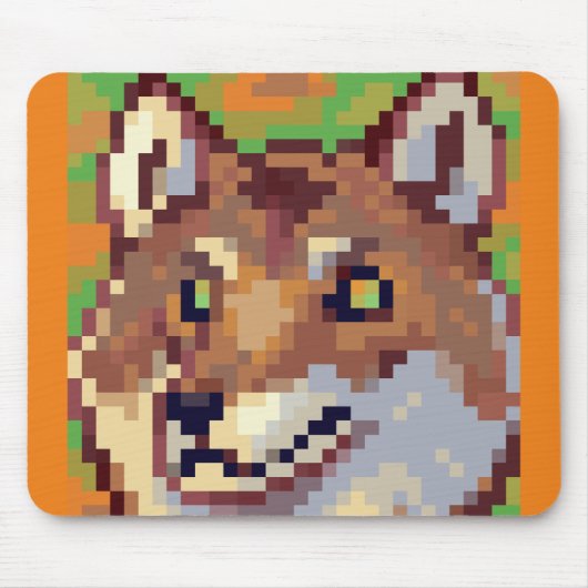 Wolf pixelart, Pixel Art  Mousepad (Vorne)