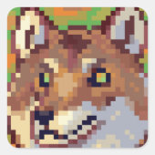 Wolf pixelart, Pixel Art Quadratischer Aufkleber (Vorderseite)