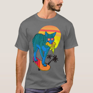 Wolf Pizza und Skateboarding T-Shirt