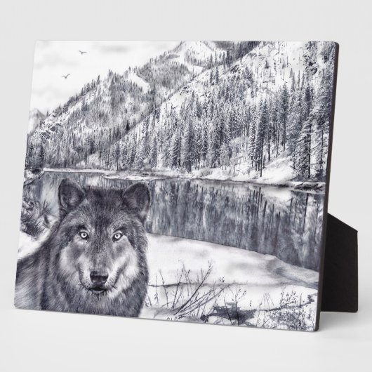 Wolf Plaque Fotoplatte (Seite)