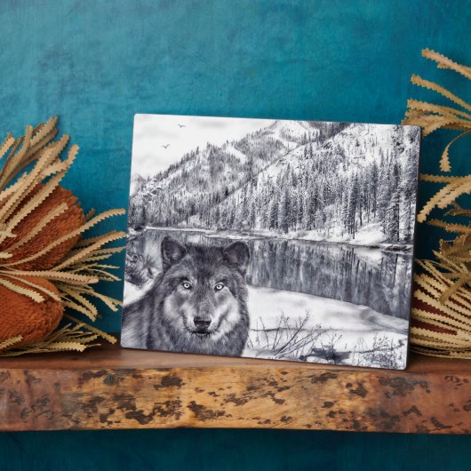 Wolf Plaque Fotoplatte (Seite)