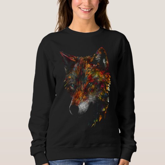 Wolf Polygon Tiermotiv Wolf Sweatshirt (Vorderseite)