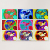 Wolf Pop Art Freedom Blue Night Fullmoon Puzzle (Horizontal)