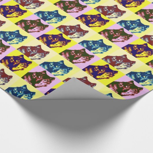 Wolf Pop Art Geschenkpapier (Ecke)