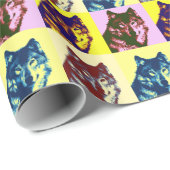 Wolf Pop Art Geschenkpapier (Rolleneckpunkt)