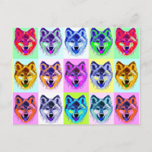Wolf Pop Art Postkarte
