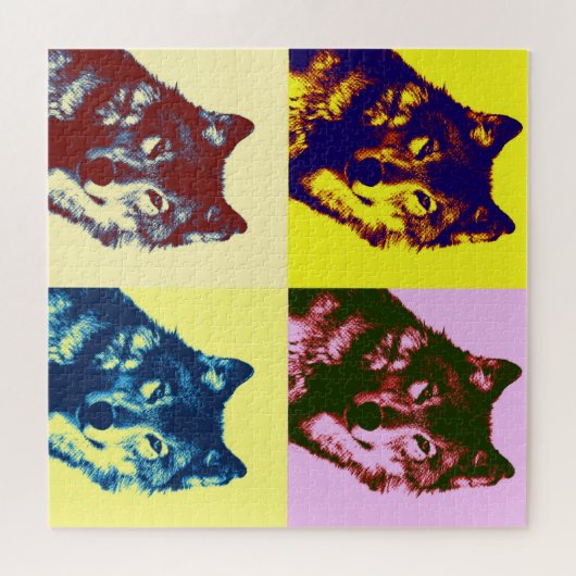Wolf Pop Art - Wilde Tiere Kunst Puzzle (Horizontal)