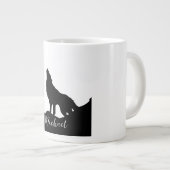 Wolf Pop Art Your Name Custom Schwarz-weiß Jumbo-Tasse (Vorderseite Rechts)