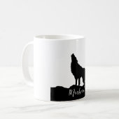 Wolf Pop Art Your Name Custom Schwarz-weiß Kaffeetasse (Vorderseite Links)