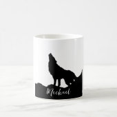 Wolf Pop Art Your Name Custom Schwarz-weiß Kaffeetasse (Mittel)
