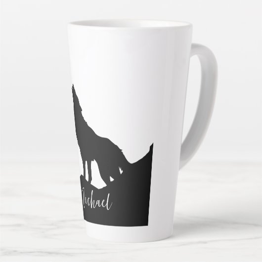 Wolf Pop Art Your Name Custom Schwarz-weiß Milchtasse (Rechte Ecke)