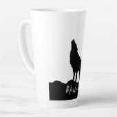 Wolf Pop Art Your Name Custom Schwarz-weiß Milchtasse (Linke Ecke)