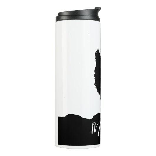 Wolf Pop Art Your Name Custom Schwarz-weiß Thermosbecher (Nach links gedreht)