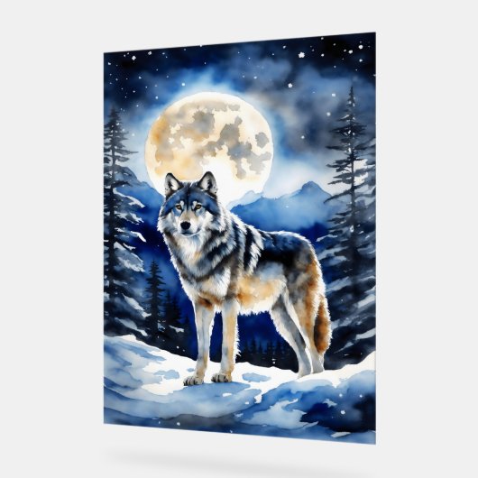 Wolf Portrait Acrylschild (Winkel)