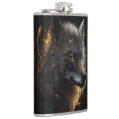Wolf Portrait Animal Nature Dark Painting Flachmann (Rechts)
