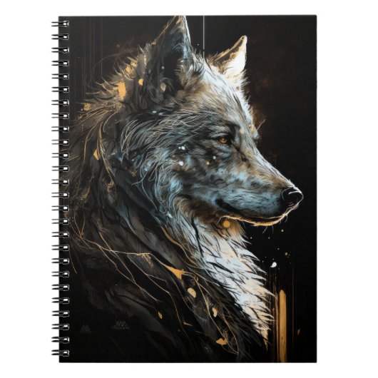 Wolf Portrait Animal Nature Dark Painting Notizblock (Vorderseite)
