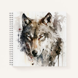 Wolf Portrait Animal Painting Wildlife Forest Notizblock